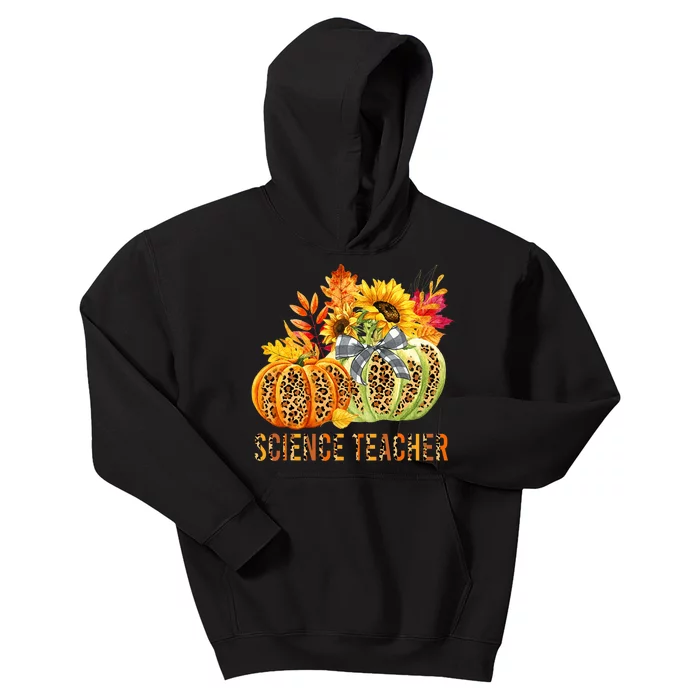 Leopard Pumpkins Science Teacher Fall Autumn Thanksgiving Kids Hoodie