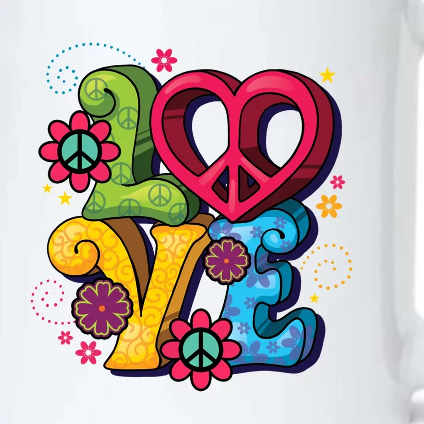 Love Peace Symbol Flower Power Hippie Floral Peace Sign Cute Gift Black Color Changing Mug