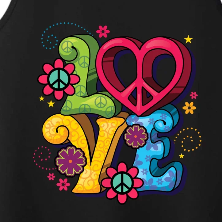 Love Peace Symbol Flower Power Hippie Floral Peace Sign Cute Gift Performance Tank