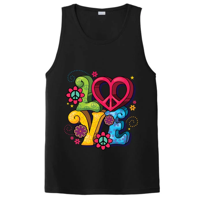 Love Peace Symbol Flower Power Hippie Floral Peace Sign Cute Gift Performance Tank