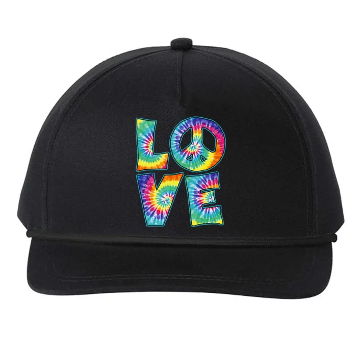 Love Peace Sign 60s 70s Tie Dye Hippie Hippy Funny Gift Snapback Five-Panel Rope Hat