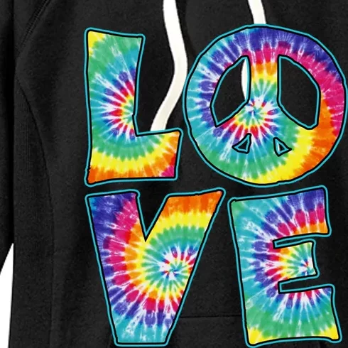 Love Peace Sign 60s 70s Tie Dye Hippie Hippy Funny Gift Women's Fleece Hoodie