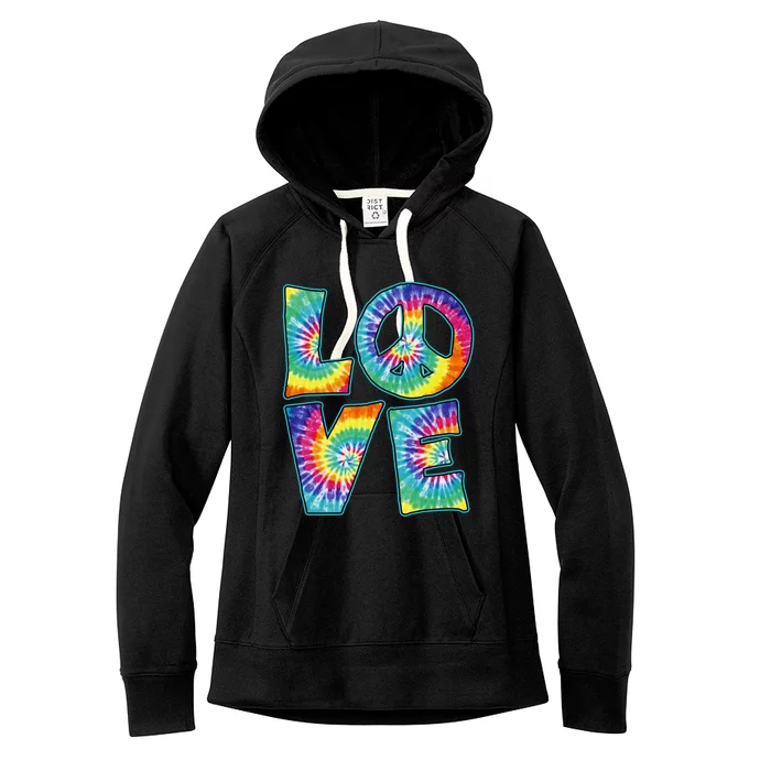 Love Peace Sign 60s 70s Tie Dye Hippie Hippy Funny Gift Women's Fleece Hoodie