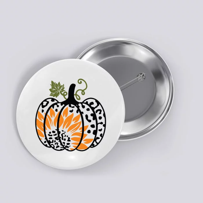 Leopard Pumpkin Sunflower Fall Autumn Halloween Thanksgiving Button