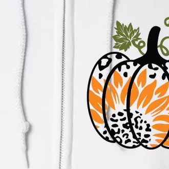 Leopard Pumpkin Sunflower Fall Autumn Halloween Thanksgiving Full Zip Hoodie