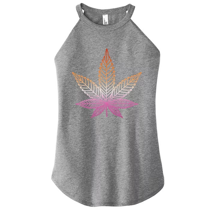 Lesbian Pride Subtle 420 Stoner Pot Leaf Weed Lgbtq Lesbian Funny Gift Women’s Perfect Tri Rocker Tank