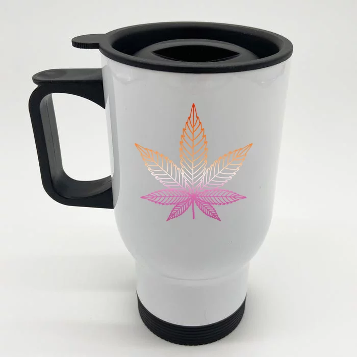 Lesbian Pride Subtle 420 Stoner Pot Leaf Weed Lgbtq Lesbian Funny Gift Front & Back Stainless Steel Travel Mug