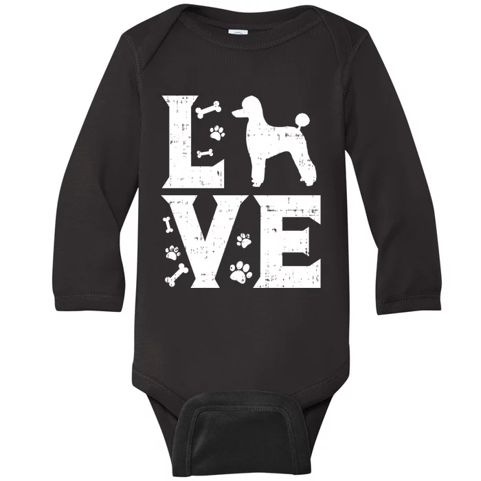 Love Poodle Standard Miniature Toy Pet Dog Lover Owner Gift Cute Gift Baby Long Sleeve Bodysuit