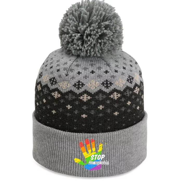 Lgbtq Pride Stop Homophobia Lesbian Gay Rainbow Flag Great Gift The Baniff Cuffed Pom Beanie