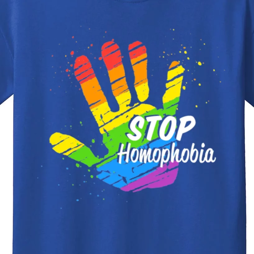 Lgbtq Pride Stop Homophobia Lesbian Gay Rainbow Flag Great Gift Kids T-Shirt