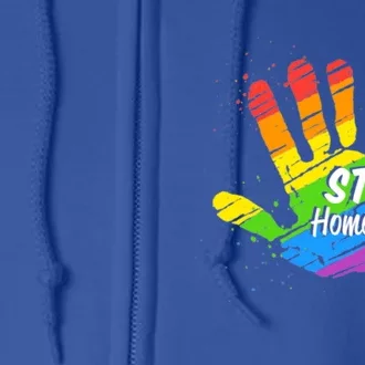 Lgbtq Pride Stop Homophobia Lesbian Gay Rainbow Flag Great Gift Full Zip Hoodie