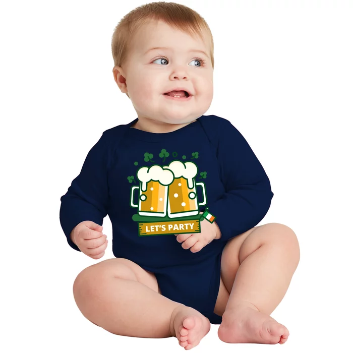 Let's Party St Patrick's Day Ireland Baby Long Sleeve Bodysuit