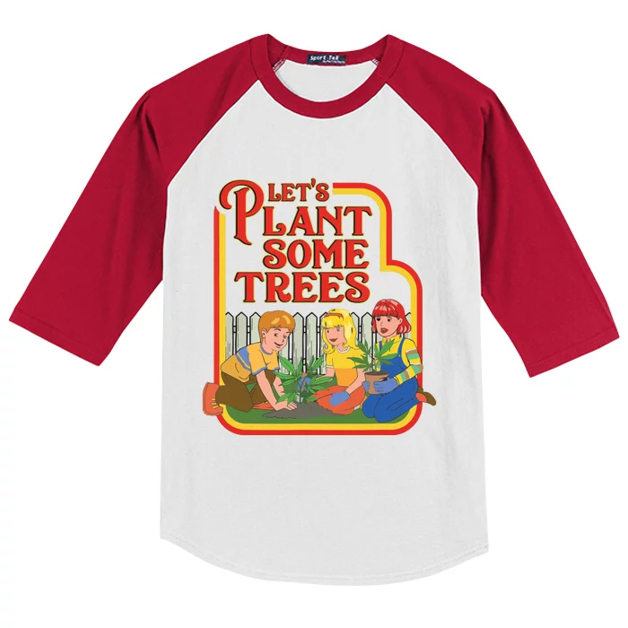 Let’s Plant Some Trees Cannabis Humor Marijuana Funny Weed Kids Colorblock Raglan Jersey