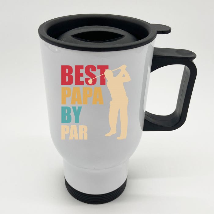 Let's Par Tee Golf Player Golfer Dad Papa Front & Back Stainless Steel Travel Mug