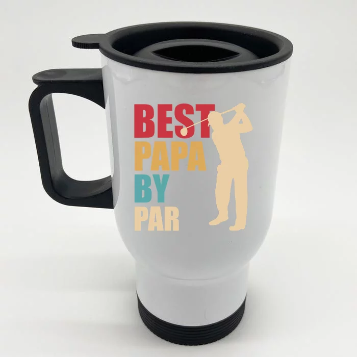 Let's Par Tee Golf Player Golfer Dad Papa Front & Back Stainless Steel Travel Mug