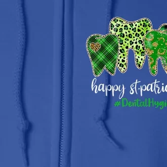 Leopard Plaid Tooth Teeth Dental Hygienist St Patricks Day Gift Full Zip Hoodie