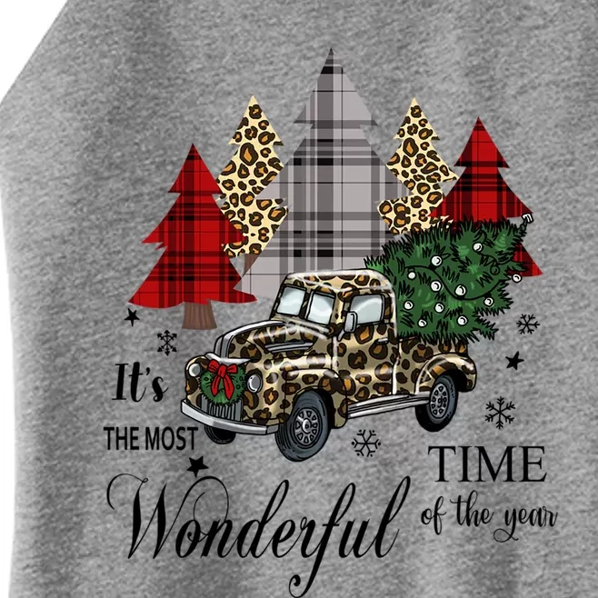 Leopard Print Truck Christmas Tree Cute Christmas Gift Women’s Perfect Tri Rocker Tank