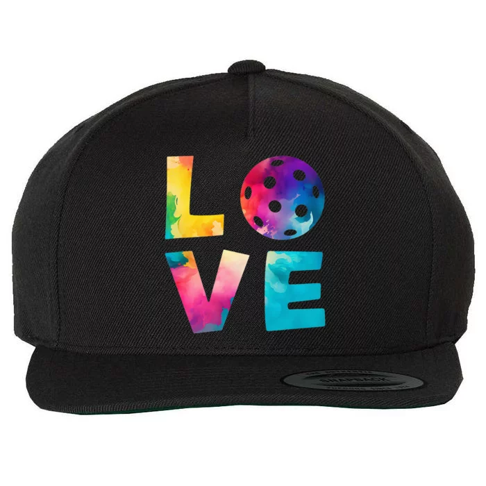 Love Pickleball Tie Dye For Man Woman Wool Snapback Cap