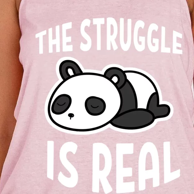 Lazy Panda The Struggle Is Real Cute Gift Women's Knotted Racerback Tank