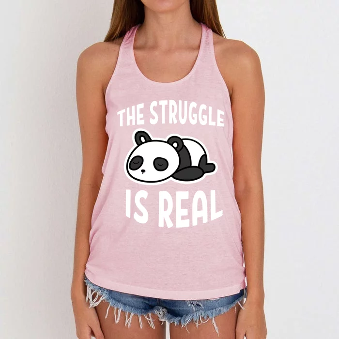 Lazy Panda The Struggle Is Real Cute Gift Women's Knotted Racerback Tank