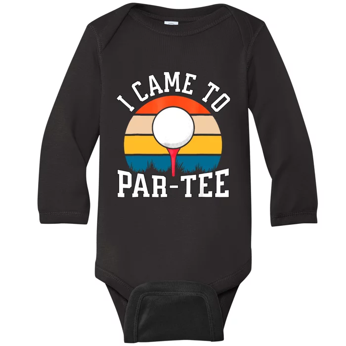 Let's Par Tee Partee Funny Golfing Retro Vintage Golfer Baby Long Sleeve Bodysuit