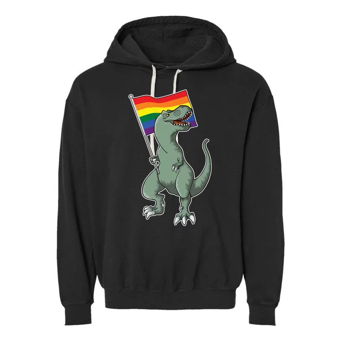 LGBT Pride TRex Dinosaur Garment-Dyed Fleece Hoodie