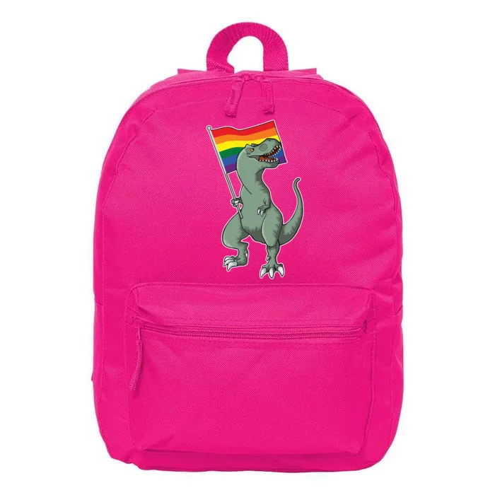 LGBT Pride TRex Dinosaur 16 in Basic Backpack