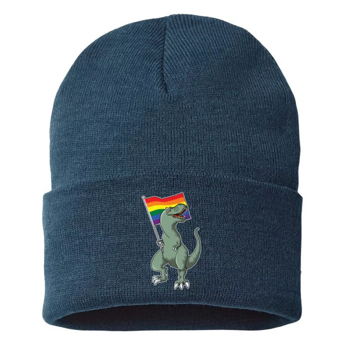 LGBT Pride TRex Dinosaur Sustainable Knit Beanie