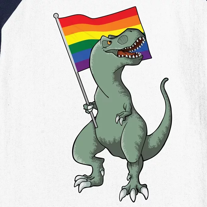 LGBT Pride TRex Dinosaur Baseball Sleeve Shirt