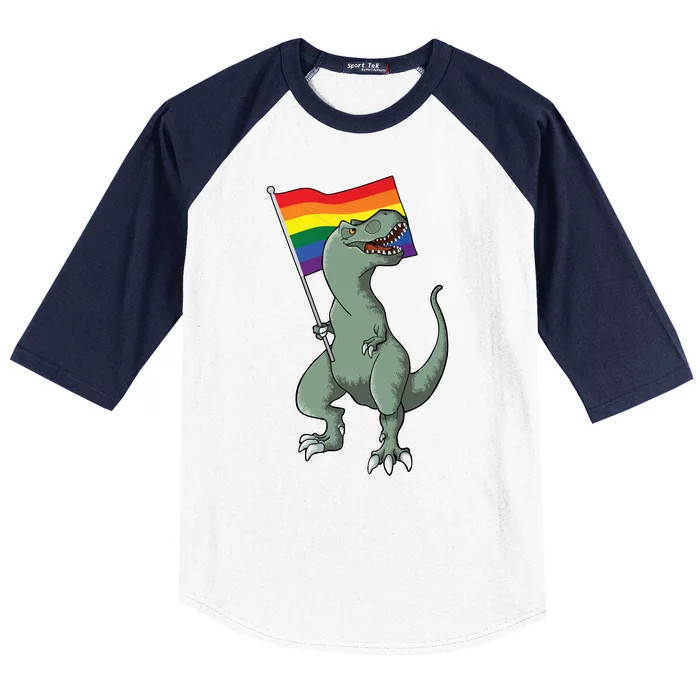 LGBT Pride TRex Dinosaur Baseball Sleeve Shirt