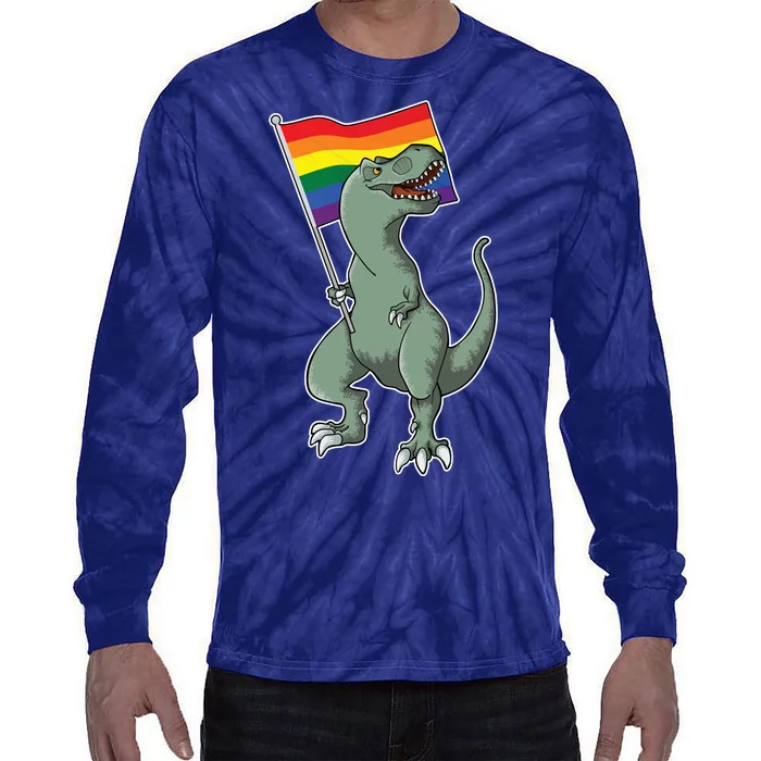 LGBT Pride TRex Dinosaur Tie-Dye Long Sleeve Shirt