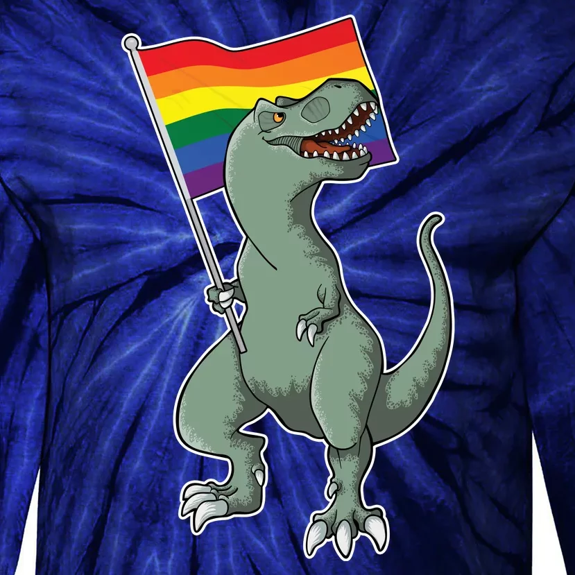 LGBT Pride TRex Dinosaur Tie-Dye Long Sleeve Shirt