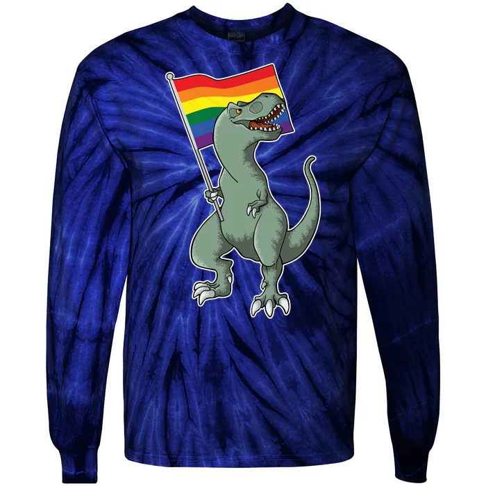 LGBT Pride TRex Dinosaur Tie-Dye Long Sleeve Shirt