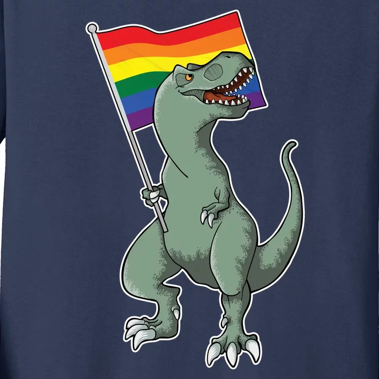 LGBT Pride TRex Dinosaur Kids Long Sleeve Shirt