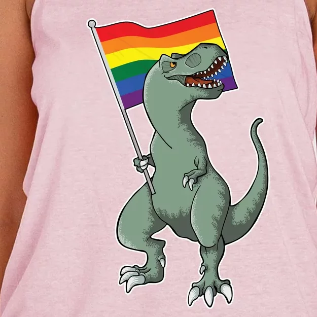 LGBT Pride TRex Dinosaur Women's Knotted Racerback Tank