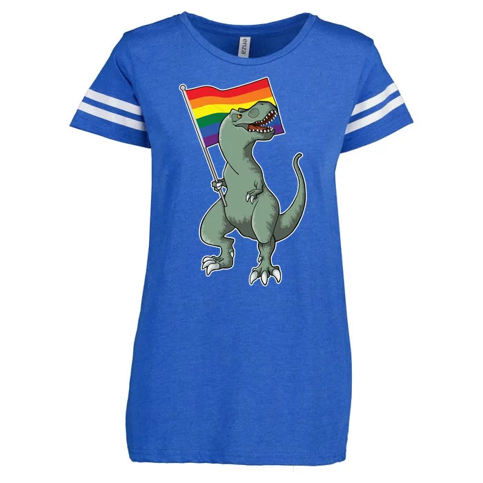 LGBT Pride TRex Dinosaur Enza Ladies Jersey Football T-Shirt