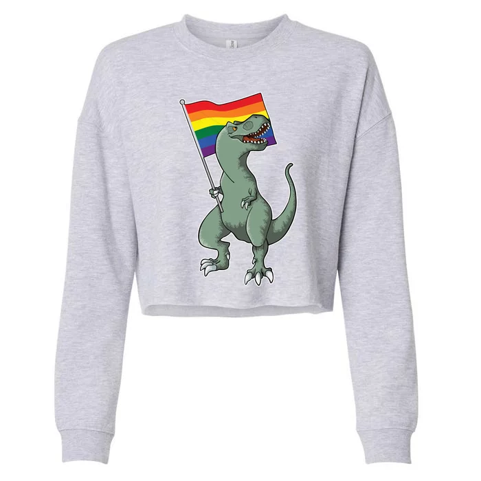 LGBT Pride TRex Dinosaur Cropped Pullover Crew