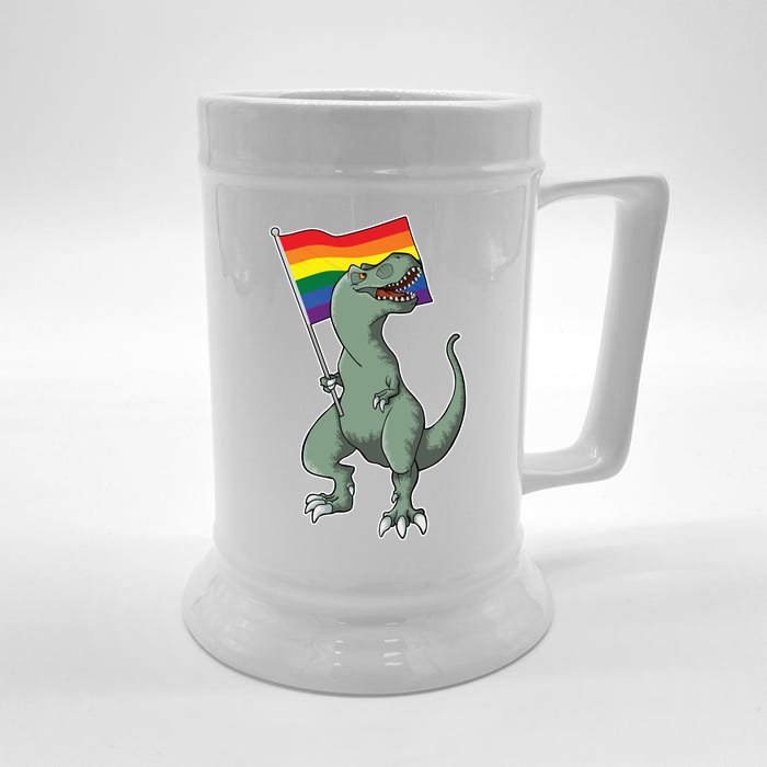 LGBT Pride TRex Dinosaur Front & Back Beer Stein