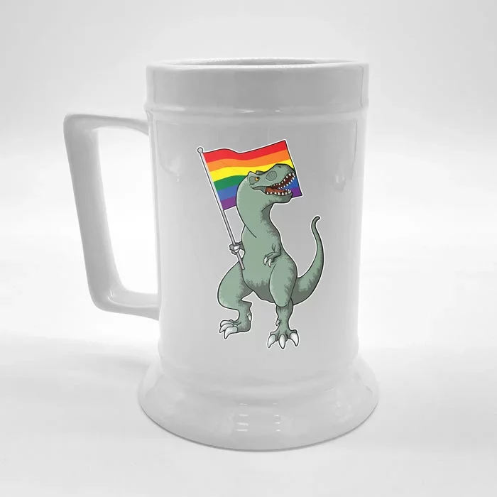 LGBT Pride TRex Dinosaur Front & Back Beer Stein