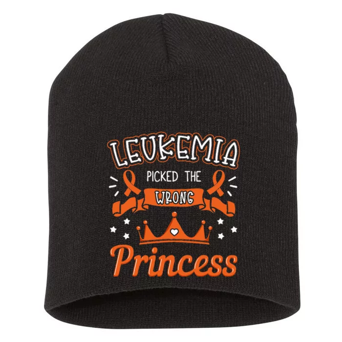 Leukemia Picked The Wrong Princess Cancer Awareness Short Acrylic Beanie