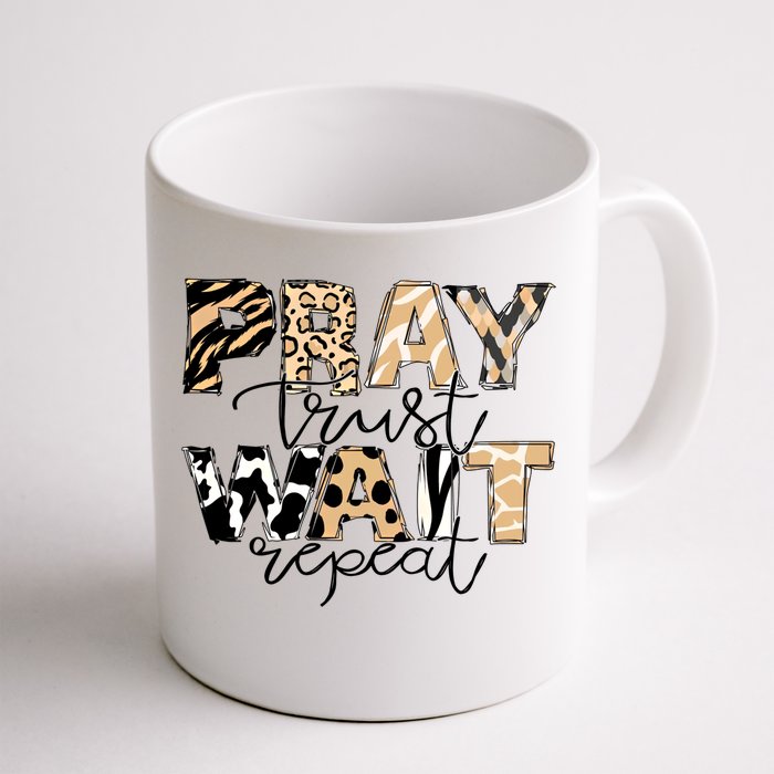 Leopard Pray Trust Wait Bible Verse Christian Western Great Gift Front & Back Coffee Mug