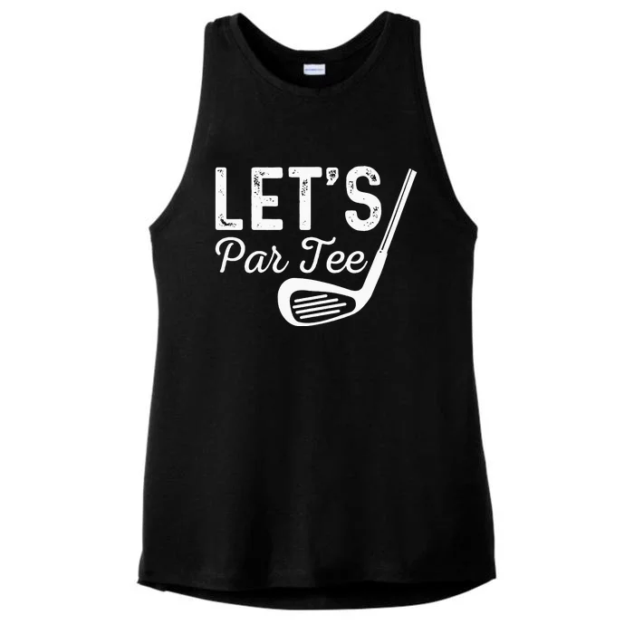 Let's Par Tee Golf Ball vintage Golf Quote Party Ladies Tri-Blend Wicking Tank