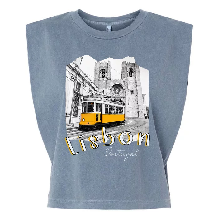 Lisbon Portugal Tram Portuguese Souvenirs Lisboa Lisbon City Garment-Dyed Women's Muscle Tee