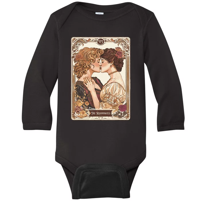 Lesbian Pride Tarot Card And They Were Roommates Baby Long Sleeve Bodysuit