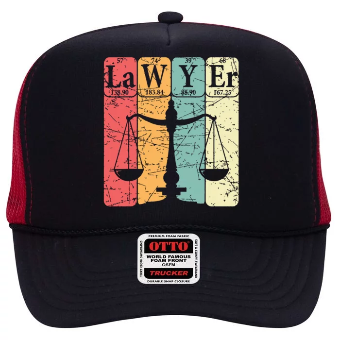 Lawyer Periodic Table Elements Nerd Lawyer Vintage High Crown Mesh Trucker Hat