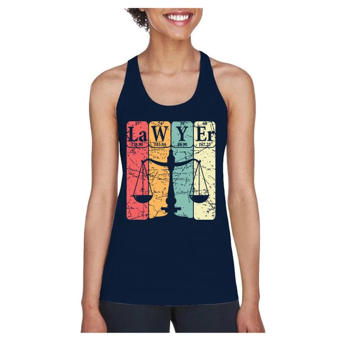 Lawyer Periodic Table Elements Nerd Lawyer Vintage Women's Racerback Tank