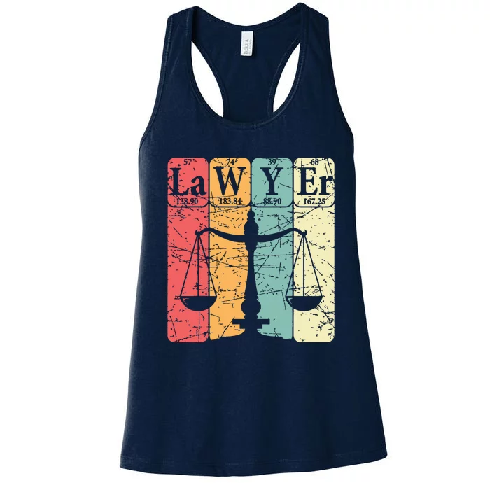 Lawyer Periodic Table Elements Nerd Lawyer Vintage Women's Racerback Tank