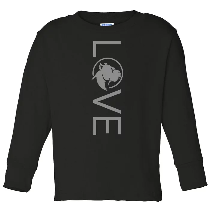 Love Pitbull Terrier Dog Apparel Pitbull Toddler Long Sleeve Shirt