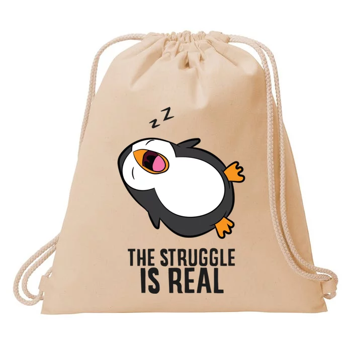 Lazy Penguin The Struggle Is Real Gift Drawstring Bag