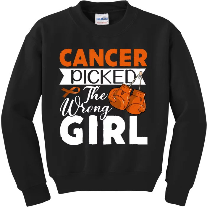 Leukemia Picked The Wrong Girl Kids Sweatshirt